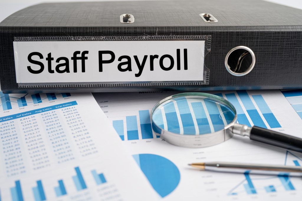 An image showing a small business owner talking to an accountant for payroll services for small businesses